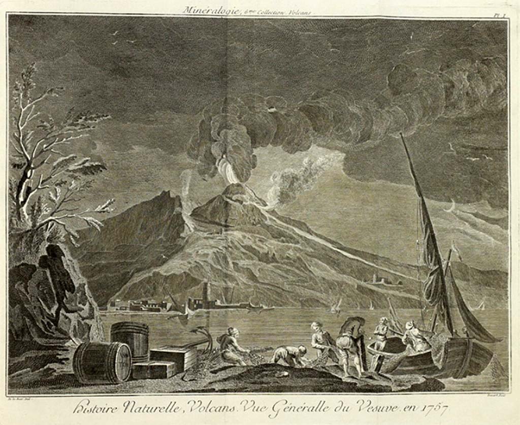 Vesuvius Eruption 1757. Histoire Naturelle Volcans : Vue Généralle du Vésuve en 1757.
See Diderot & D'Alembert, 1751 to 1772. Encyclopédie, ou dictionnaire raisonné des sciences, des arts et des métiers :Minéralogie : 6me collection. France., pl. I.