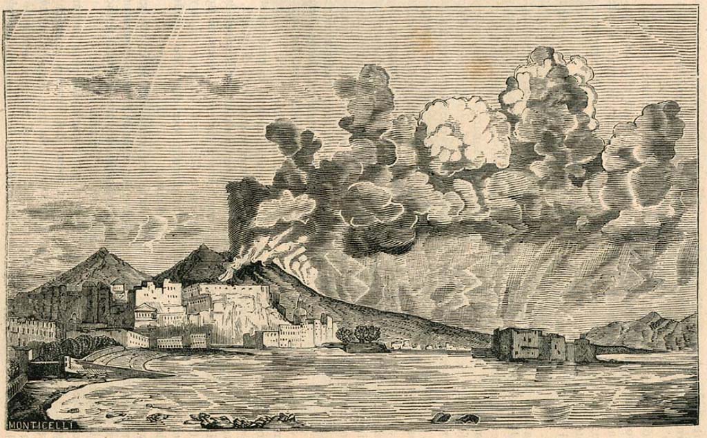 Vesuvius eruption 1839. 1880 drawing by Luigi Palmieri.
See Palmieri L., 1880. Il Vesuvio e la sua storia. Milano: Tipografia Faverio, fig. 15.
See book on E-RARA