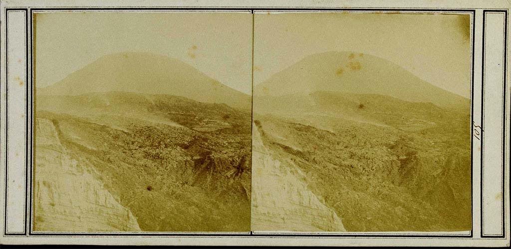 Vesuvius Eruption, 1859. Stereoview by Alphonse Bernoud, depicting the eruption at Vesuvius of 1859.
Inscribed with title and date in ink.
© Victoria and Albert Museum, London, inventory number E.1465-1992.