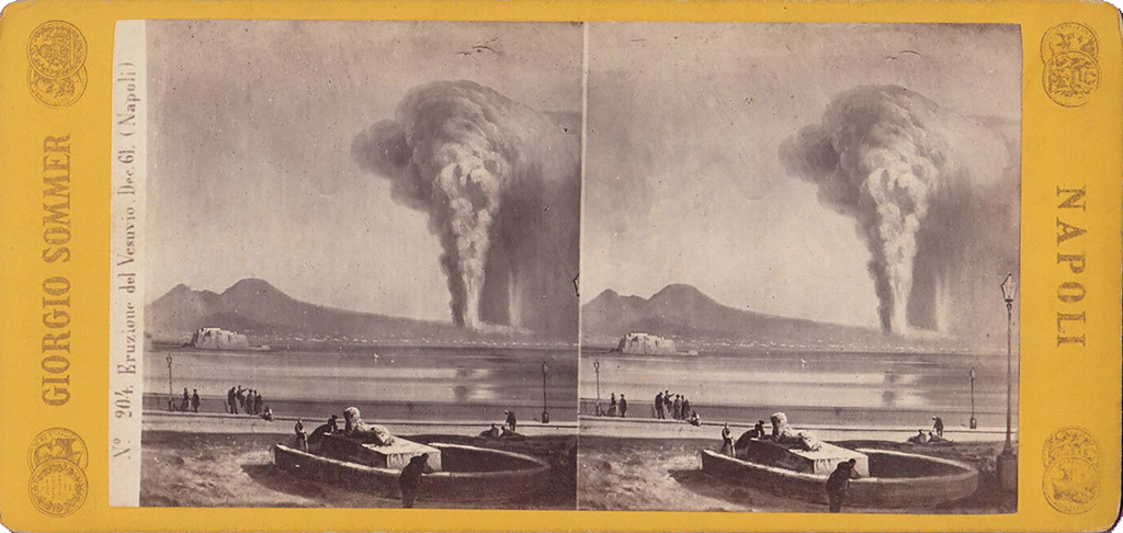 Vesuvius. December 1861 eruption. Stereoview title is “No. 204. Eruzione del Vesuvio, Dec. 61 (Napoli)”. Photo by Sommer.