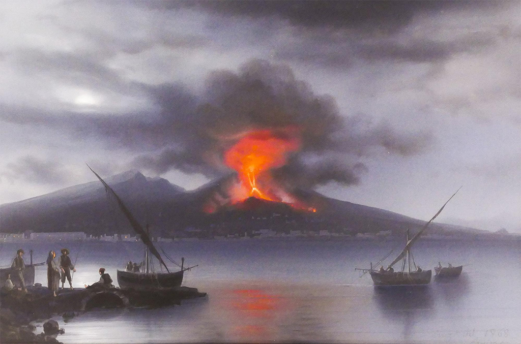 Vesuvius Eruption 1868. Painting by Gioacchino La Pira, Eruption of Mt. Vesuvius, 1868.